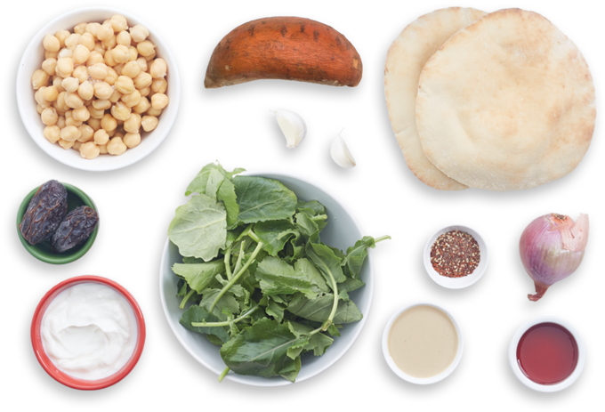 Falafel Pitas With Roasted Sweet Potato & Yogurt Sauce - Falafel (700x477), Png Download