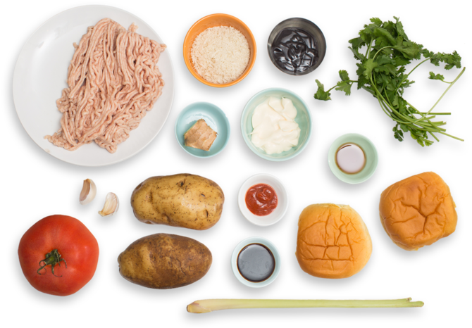 Thai Chicken Burgers With Hoisin Mayo & Roasted Potato - Blue Apron Thai Chicken Burgers (700x477), Png Download