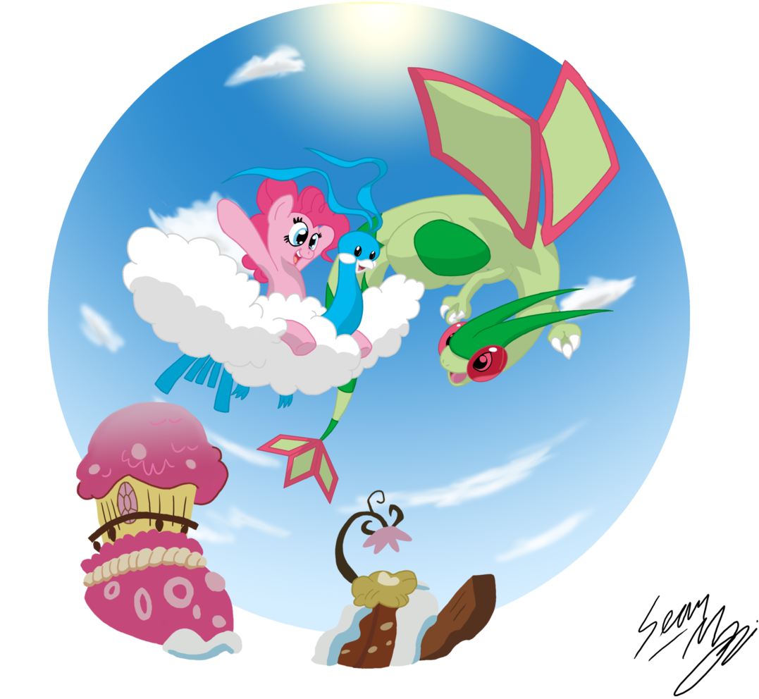 Blood-asp0123, Crossover, Flygon, Pinkie Pie, Pokémon, - Cartoon (1108x1024), Png Download