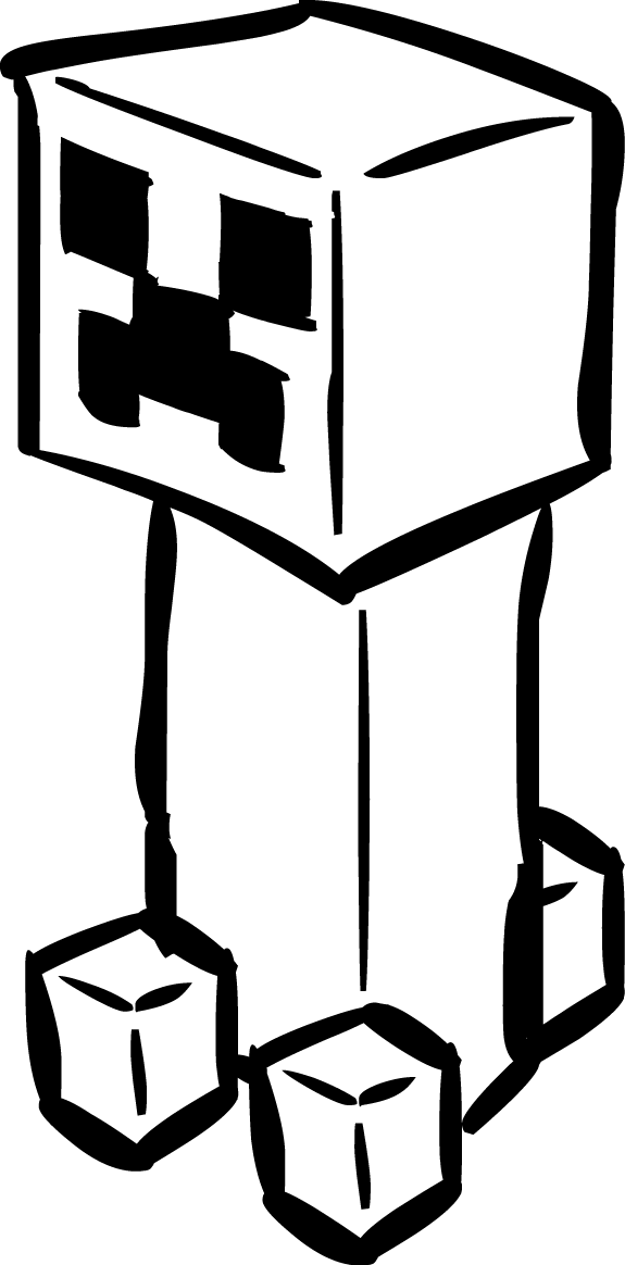 Black And White Minecraft - Minecraft Cartoon Creeper (575x1164), Png Download