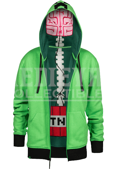 Minecraft Creeper Anatomy Youth Hooded Jacket - Minecraft Hoodie (663x663), Png Download