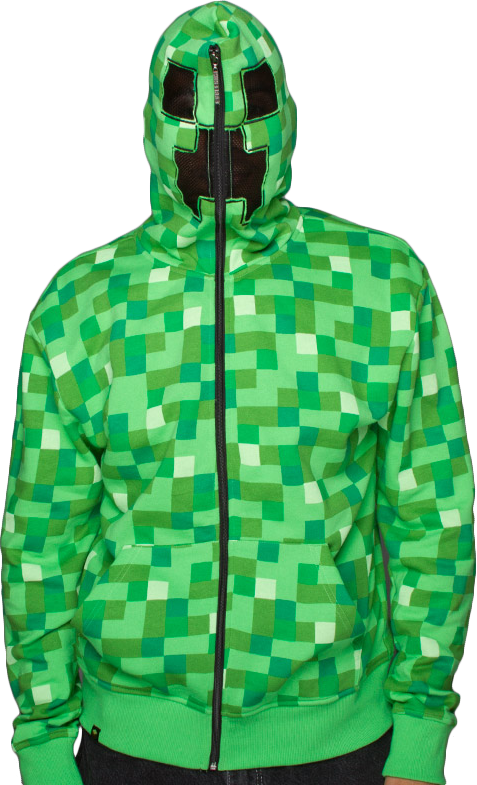 Premium Adult Minecraft Creeper Zip-up Hoodie (477x785), Png Download