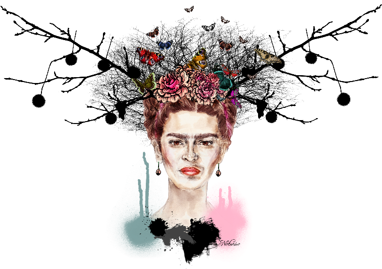 Little Deer Frida Kahlo - Frida Kahlo With Antlers (800x573), Png Download