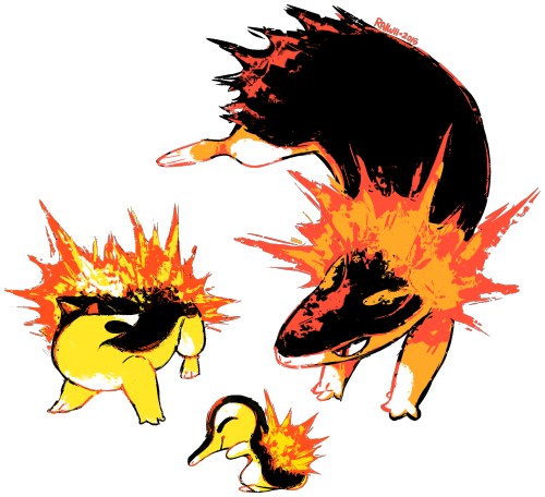 Pokemon My Art Fire Cyndaquil Typhlosion Quilava - Quilava (500x456), Png Download