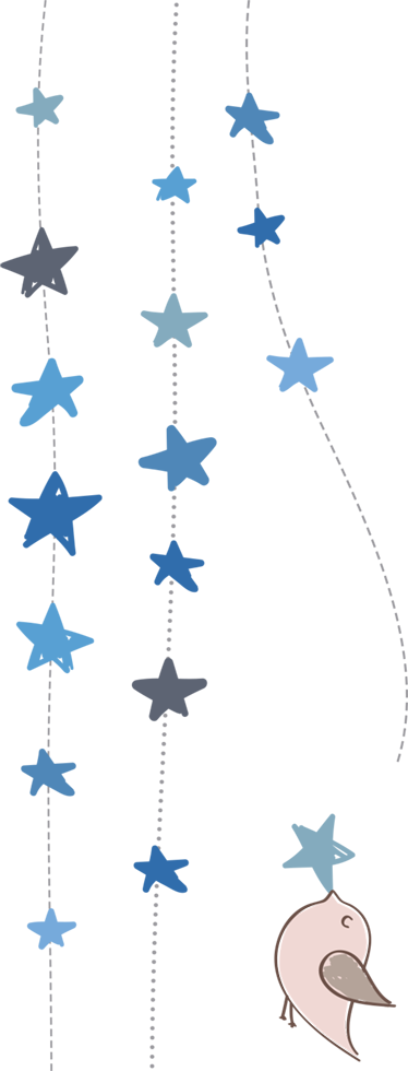 Hanging Stars Wall Sticker (374x980), Png Download