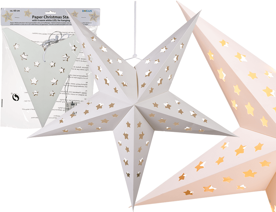 White Paper Christmas Star With 4 Warm White Led For - Stella Di Carta Da Appendere (945x709), Png Download