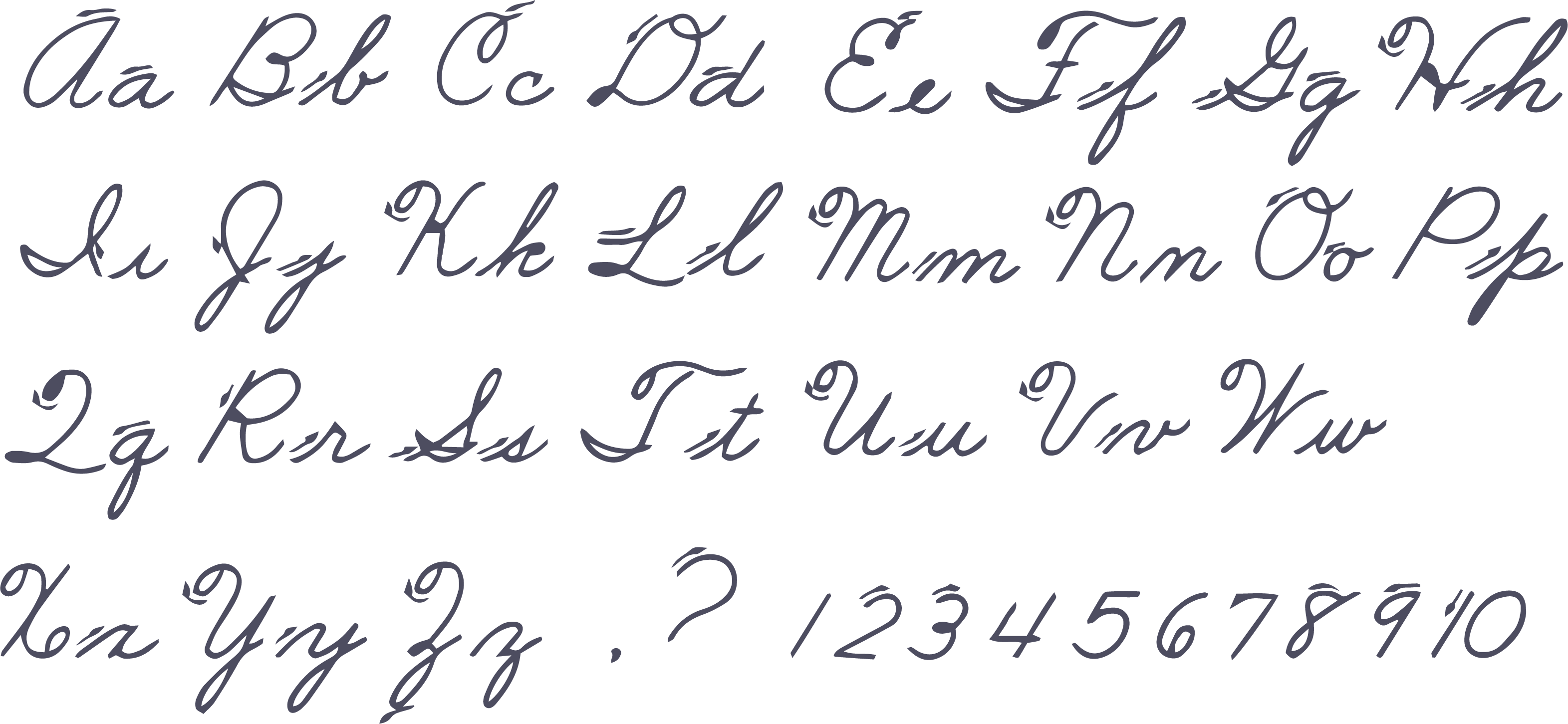 Calligraphy Pen Text Clipart Png - Cursive Alphabet Letters (3142x1451), Png Download