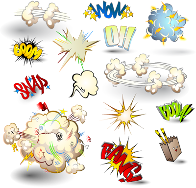 "comic Book Elements" - Bang Wall Clock Wall Clock (400x384), Png Download