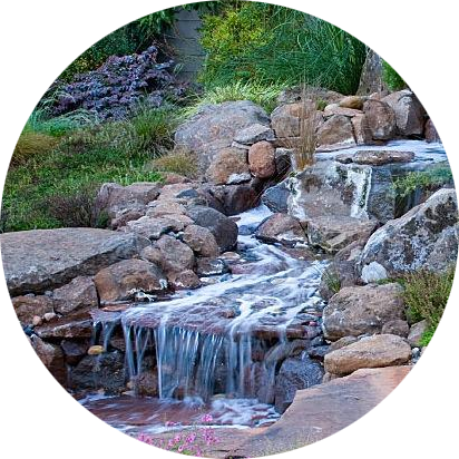 Waterfall-circle - Circle Landscapes Transparent (412x412), Png Download