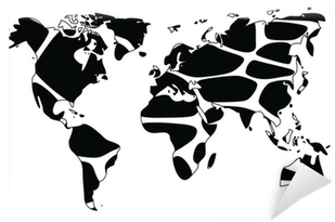 World Map In Animal Print Design, Black And White Wall - Png World Map Blank (400x400), Png Download