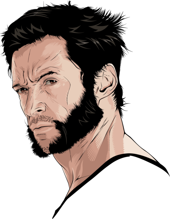 The Wolverine Hugh Jackman Professor X X-men Origins - Hugh Jackman Wolverine Cartoon (584x750), Png Download