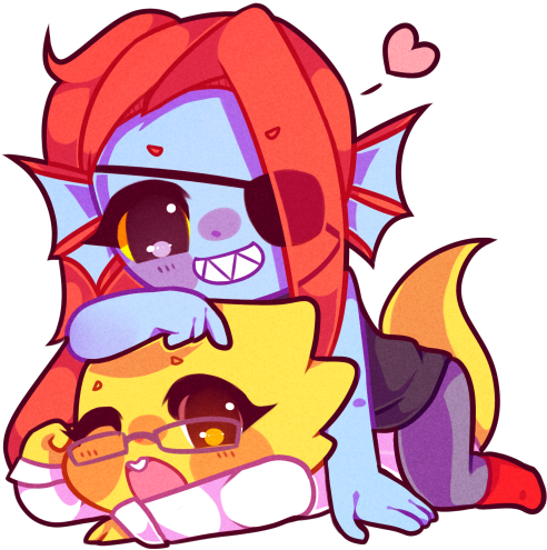 Otp Of Undertale - Undyne X Alphys Cute (500x500), Png Download