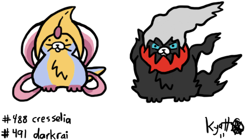 Cresselia And Darkrai - Pokémon (500x300), Png Download