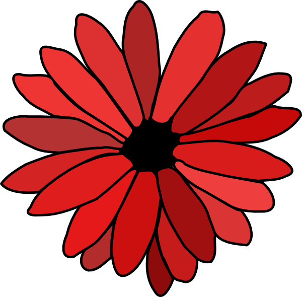 Red Flower Clip Art At Clker - Red Flower Clip Art (600x590), Png Download