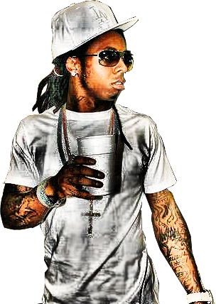 Lil Wayne With Double Cup - Lil Wayne White And Black (304x428), Png Download