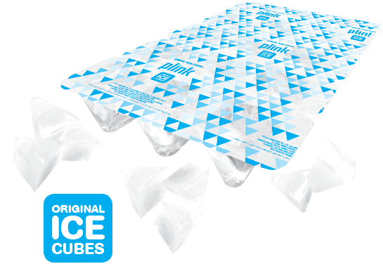 Each Tray Of Plink Smart Ice Contains 15 Ice-cubes, - Packaging Single Serve Icecubes (579x521), Png Download