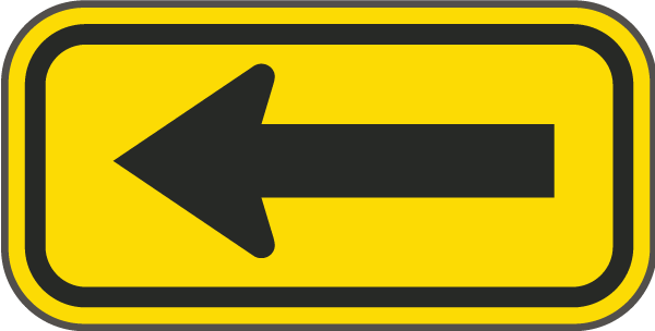 Black / Yellow Arrow Sign - Traffic Sign (600x304), Png Download