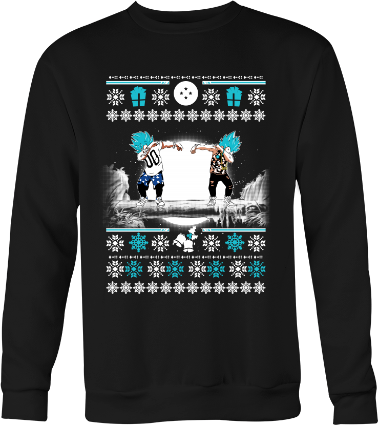 Goku & Vegeta Dab Ugly Christmas Sweater - Death Note Christmas Sweater (1000x1000), Png Download