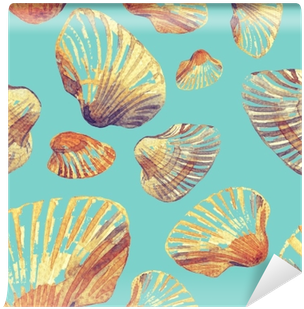 Watercolor Seamless Pattern Of Sea Shells - Seashell (400x400), Png Download
