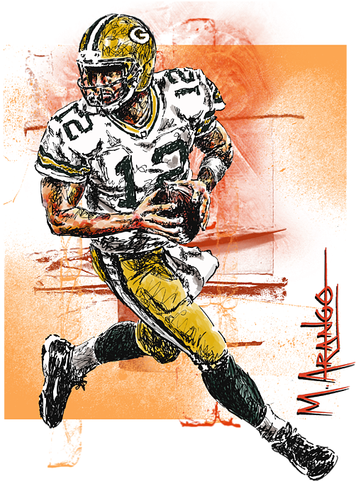 Bleed Area May Not Be Visible - Aaron Rodgers Artwork (568x700), Png Download