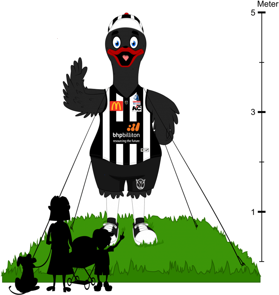 Inflatable Mascot Concept Drawing Swan Distric Football - Drawing (957x1024), Png Download