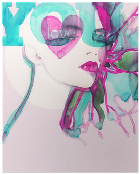 Woman Portrait - Poster: Ismagilova's Woman Portrait .abstract Watercolor (400x400), Png Download