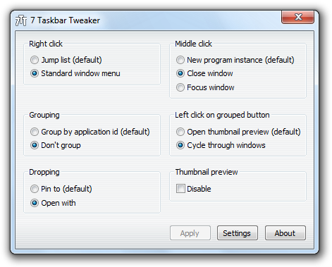 Middle Click Taskbar Icons To Close Windows 7 Programs - 7 Taskbar Tweaker (471x379), Png Download