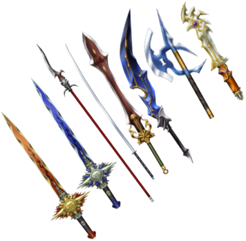 Dissidia 012 Gilgamesh Weapons - Final Fantasy All Swords (356x348), Png Download