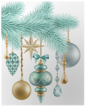 Christmas Background, Fir Branch And Hanging Balls - Christmas Day (400x400), Png Download