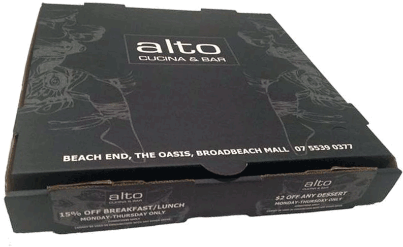 Custom Print Pizza Box Alto Print - Custom Black Pizza Box (800x600), Png Download