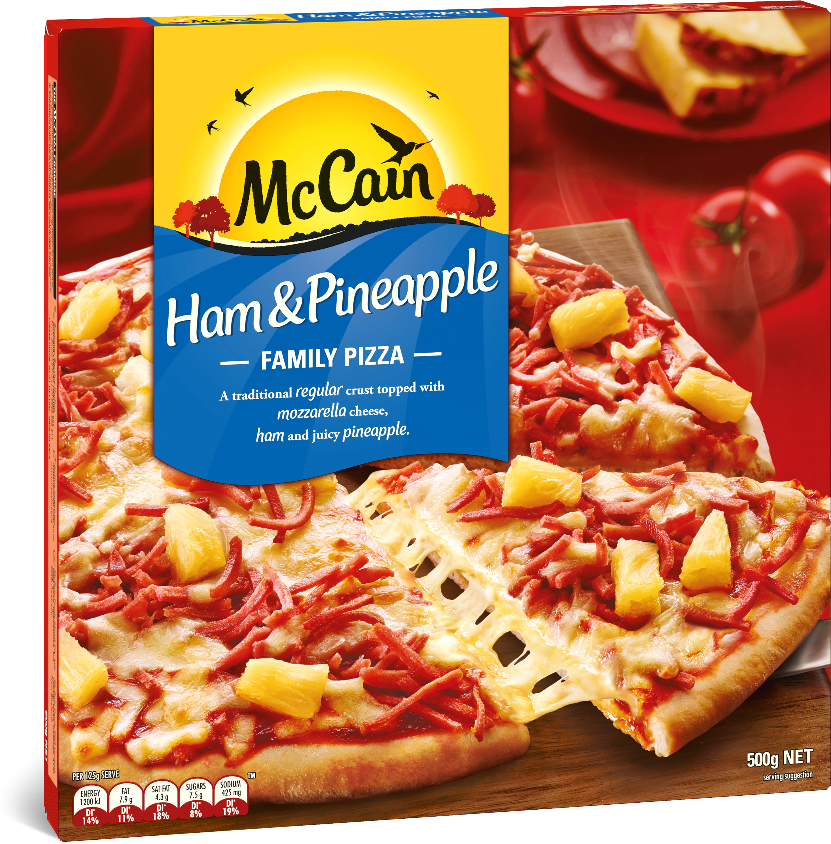 Ham & Pineapple Family Pizza 500g (3000x3000), Png Download