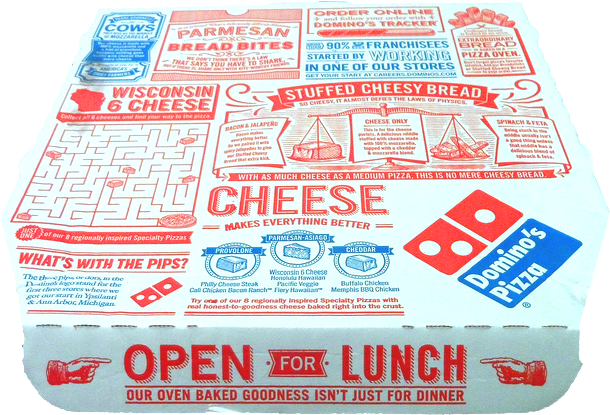 I Love The Style Of The Designs On The Domino's Pizza - Dominos Pizza Box Png (632x455), Png Download