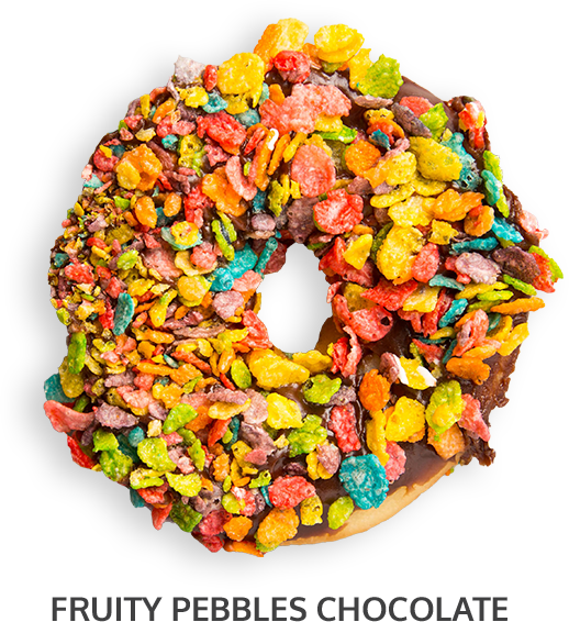 Chocolate Fruity Pebbles - Doughnut (518x566), Png Download