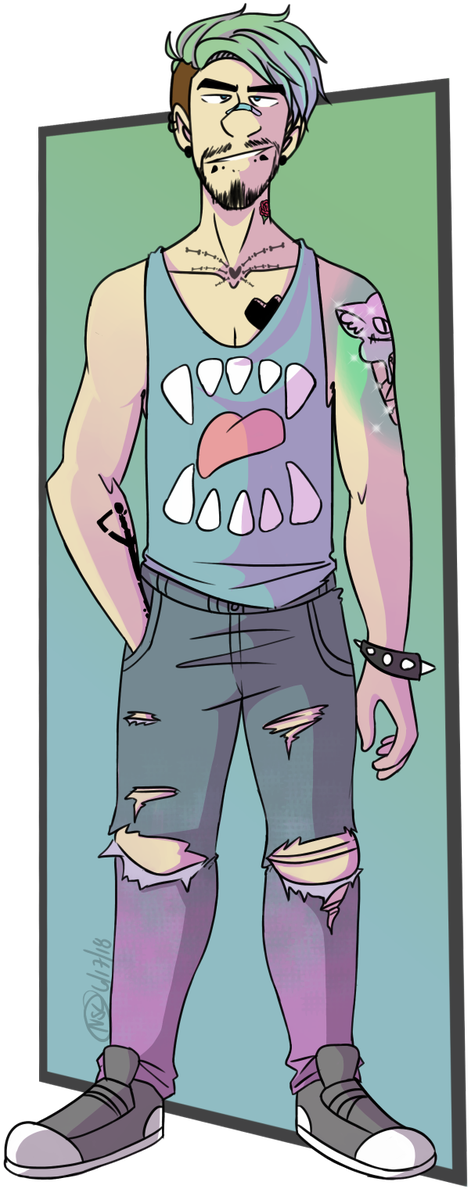 Drew Pastel Jacksepticeye And Pastel Goth Jacksepticeye, - Goth Subculture (493x1200), Png Download