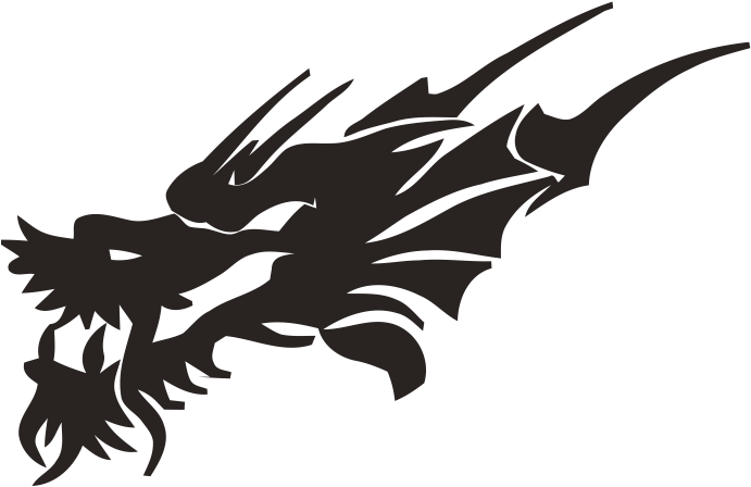 Lion Tattoo Clipart Black Dragon Face - Dragon Head Tribal Tattoo (705x582), Png Download