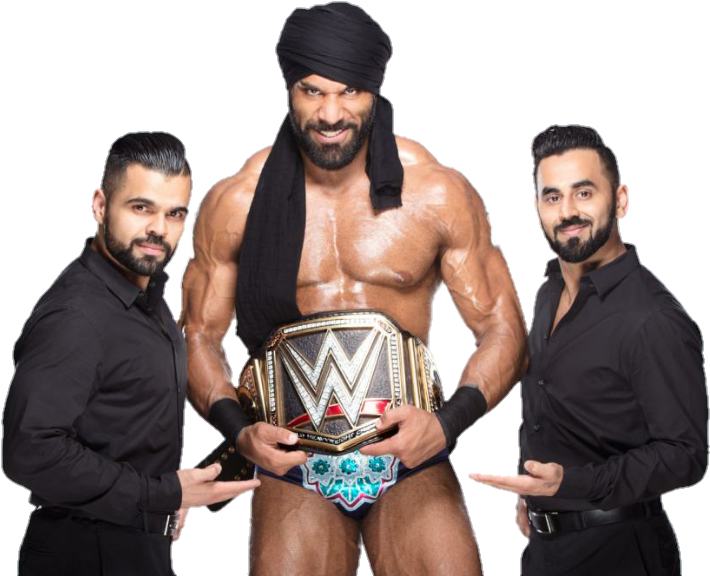 Jinder Mahal And Singh Brothers (733x586), Png Download