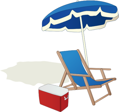 Beach Chairs And Umbrellas Png (400x375), Png Download