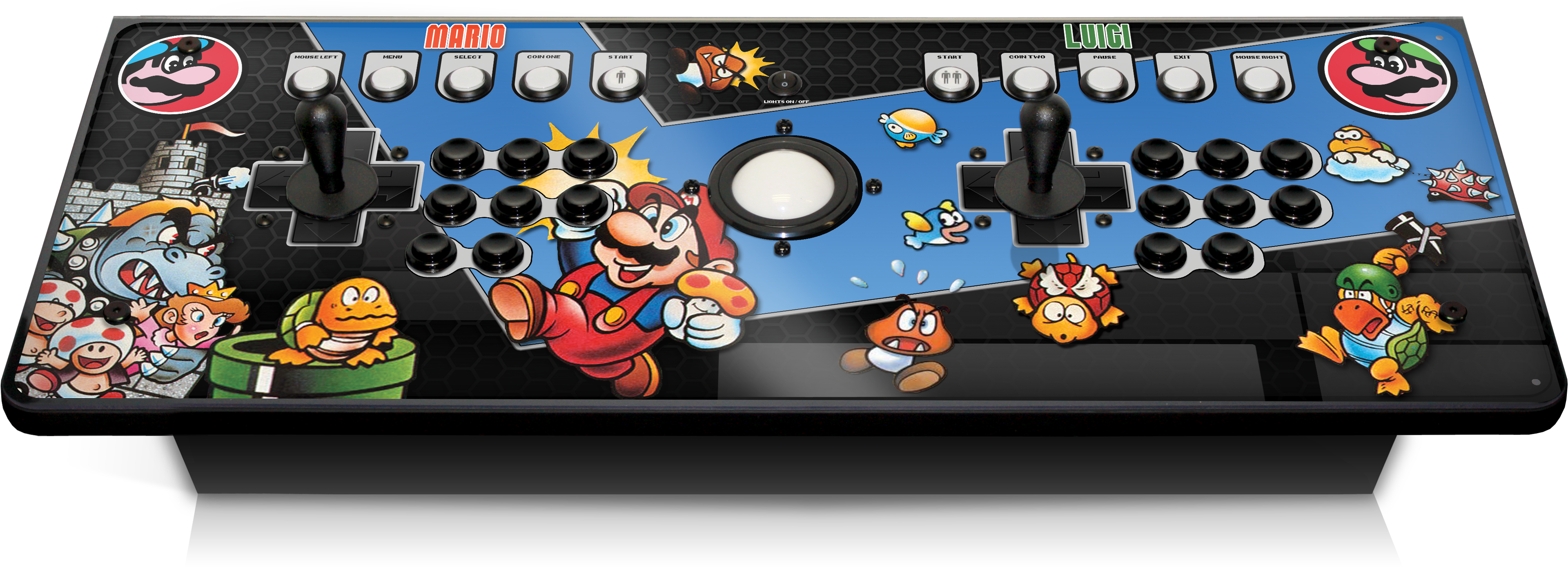 1613 In Custom Arcade Controller Graphic Mario Vs Luigi - Super Mario Bros (4044x1613), Png Download