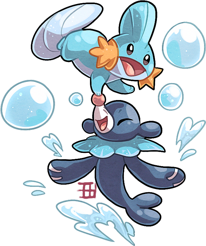 Mudkip And Popplio By Griffsnuff On Deviantart - Pokemon Popplio And Mudkip (698x825), Png Download