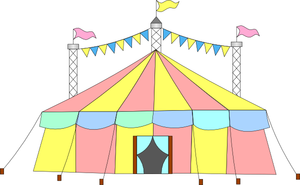 Big Top Tent Circus Clip Art At Clker - Circus Clipart Pink Circus Tent (600x371), Png Download