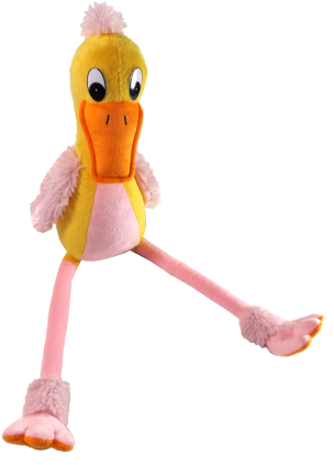 Quackalingo = Duck Flamingo Stuffed Animal [left View] - Genetipetz Quackalingo Plush, Duck + Flamingo Mixed-up (342x450), Png Download