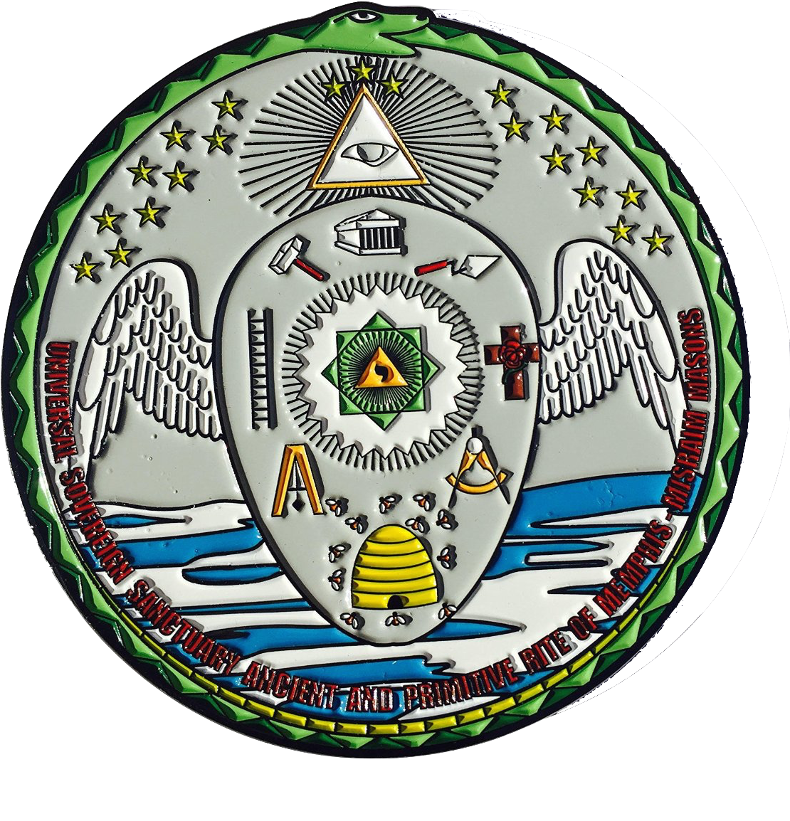 Masonic Universal Sovereign Sanctuary Ancient And Primitive - Memphis And Misraim Rite Symbols (1125x1500), Png Download