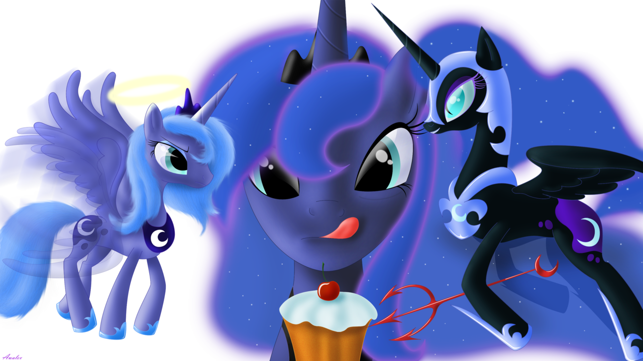 Awalex, Cupcake, Devil, Halo, Lunar Trinity, Nightmare - Angels & Demons (1280x720), Png Download