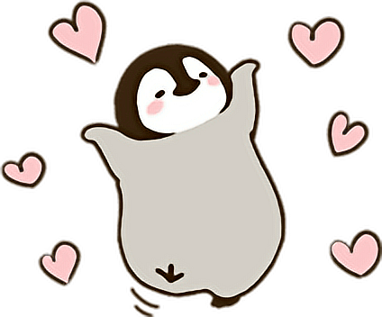 Kawaii Penguin Love Heart - Cute Penguin Drawing (424x352), Png Download