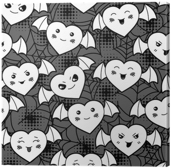 Seamless Halloween Kawaii Cartoon Pattern With Cute - Drawing (400x400), Png Download