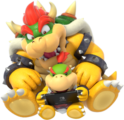 New Bowser And Jr Renders For The Nintendo Switch App, - Bowser And His Son (540x433), Png Download