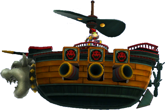 's Airship - Bowser Airship Mario (553x368), Png Download