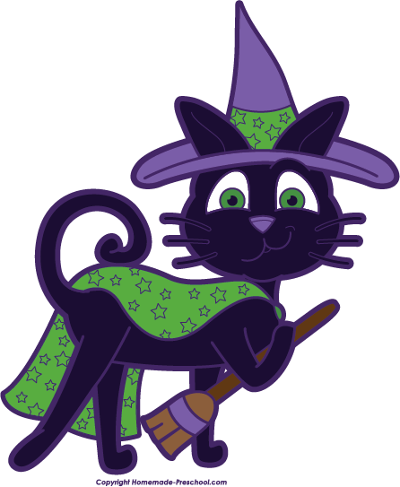 Witch Cat Clip Art (446x543), Png Download