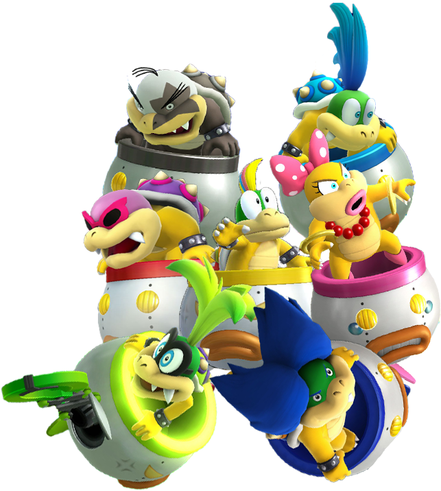 Koopalings And Bowser Jr Ssb4 - Los Koopalings Y Sus Naves (650x731), Png Download