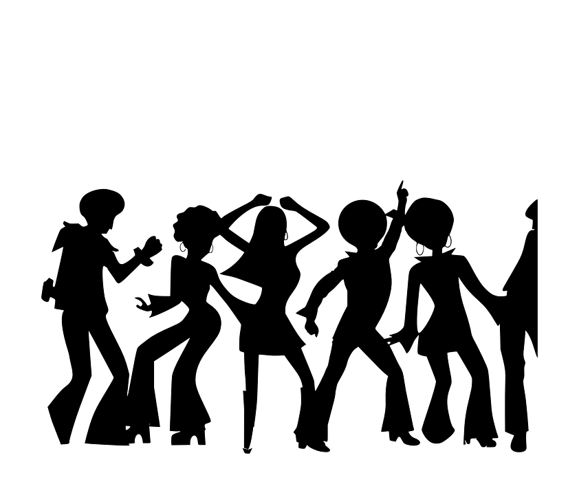 Disco People Dancing Party Afro Hairstyle - Soul Train Dancer Silhouette (398x340), Png Download
